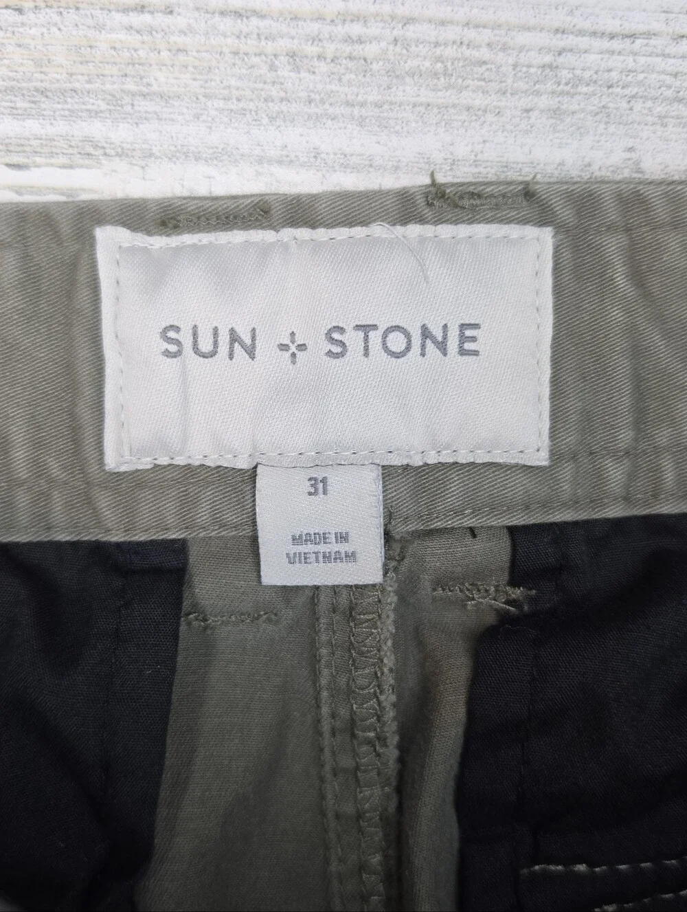 Sun + Stone Mens Cargo Pants 31x30 Olive Green Utility Straight Leg Stretch